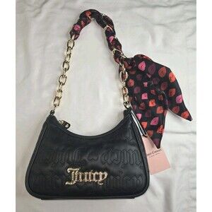 NWT Juicy Couture Black Shoulder Bag Gold Chain Strap Y2K Purse